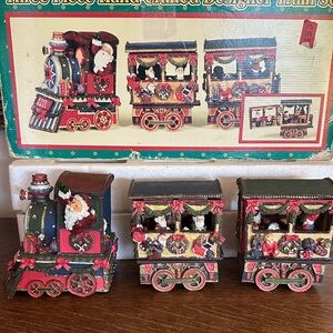 Vintage Festive Santa 3 Piece Hand Crafted Designer Train Set